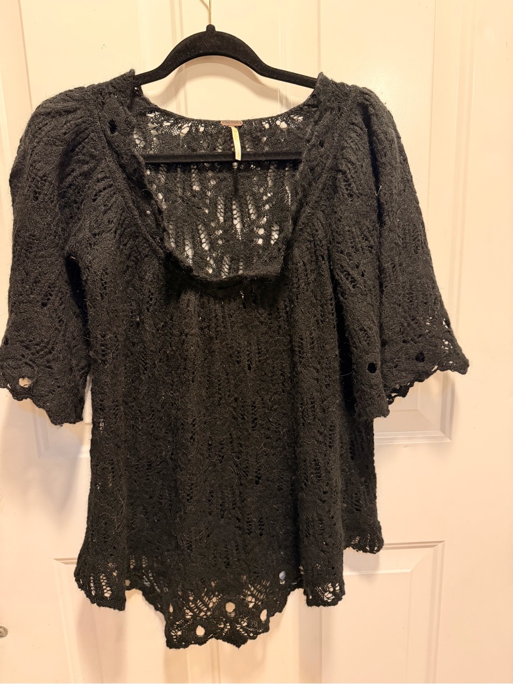 Free People Black Crochet Lace Tunic Top